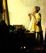 Jan Vermeer ung dam ned parlhalsband USA oil painting artist